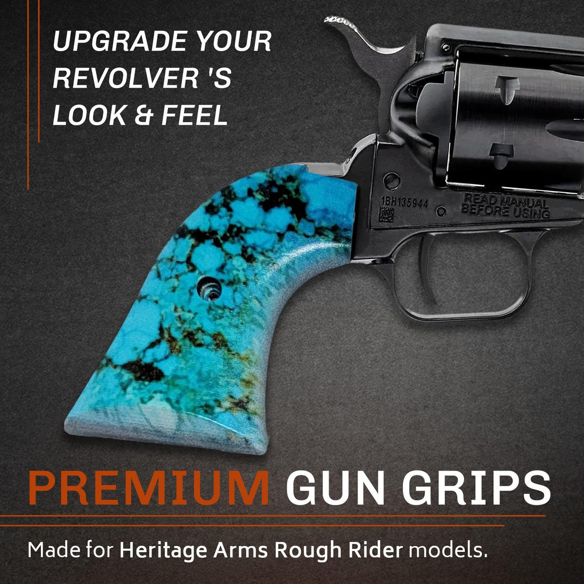 Heritage Rough Rider Revolver Grip Panels - Blue Turquoise ABS Fit .22 LR .22 Magnum