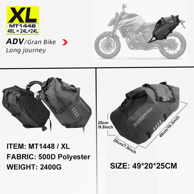 Motorcycle Waterproof Double Side Bag 18L/28L/48L Universal Black