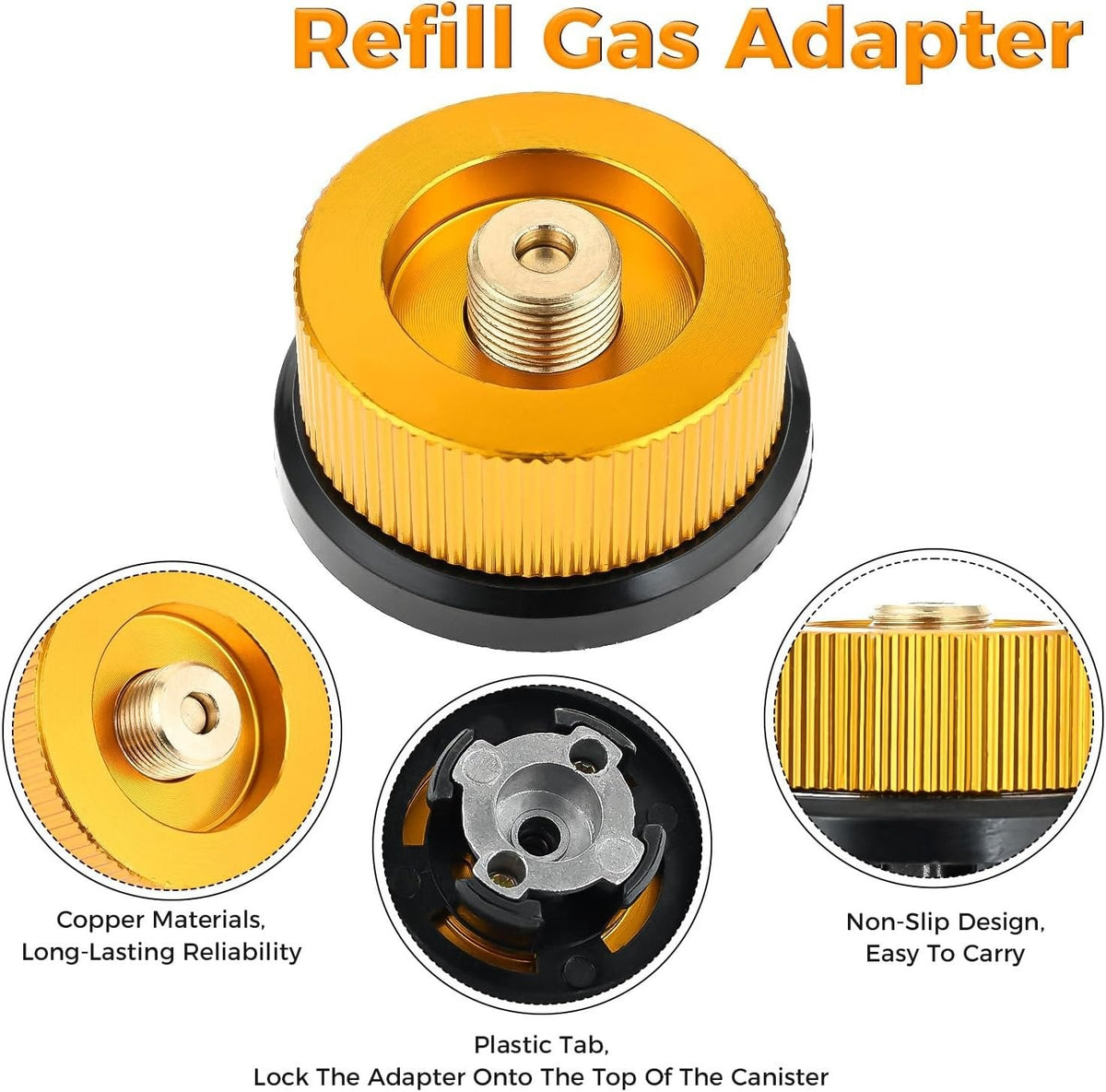 Camping Stove Gas Refill Adapter Set for Propane Isobutane Butane Valve Conversion