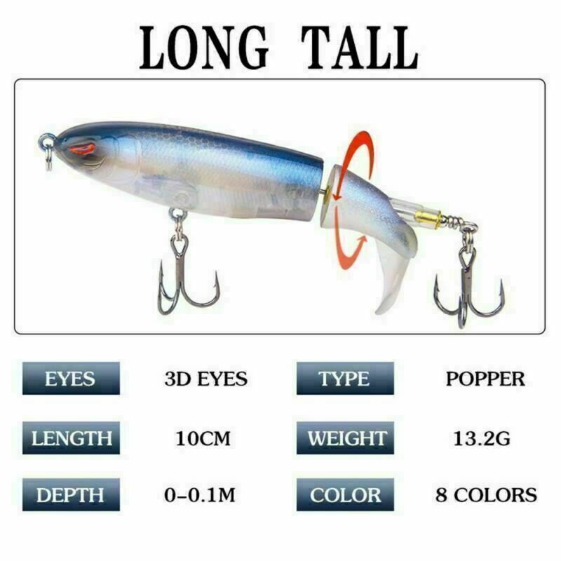 10cm Floating Topwater Fishing Lures with Rotating Tail for Bass and Saltwater