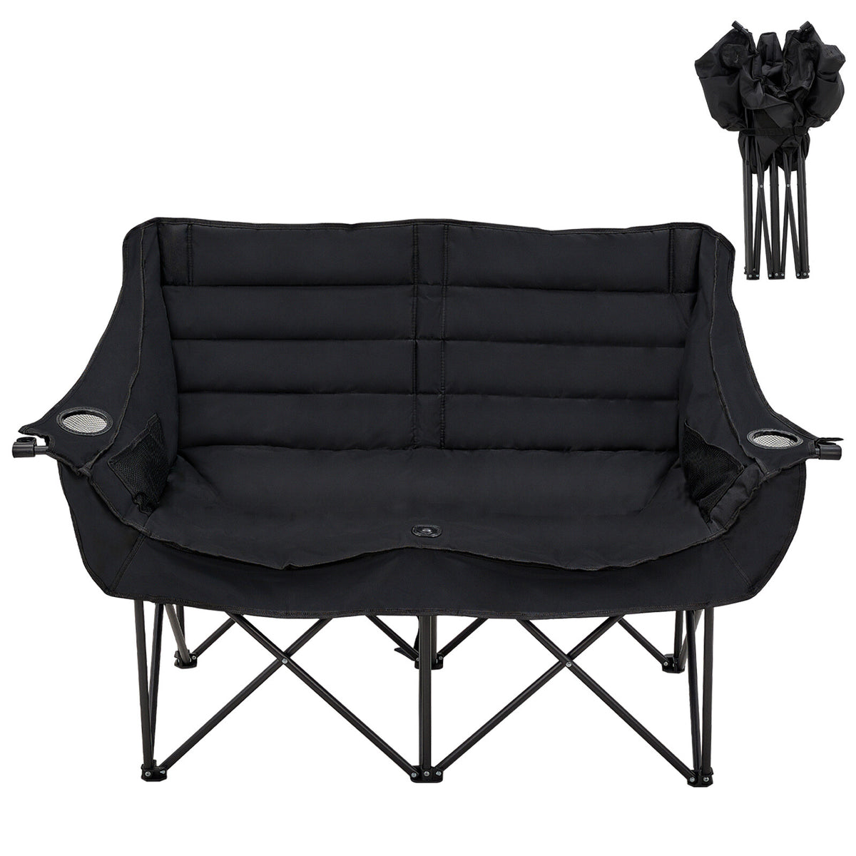 Heavy Duty Double Camping Chair for 2 People Folding Loveseat 990lb Capacity