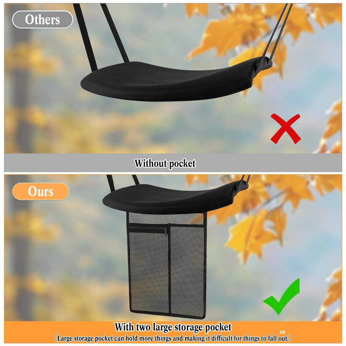 Hunting Tree Stand Seat Replacement with Adjustable Backrest and Storage Pockets