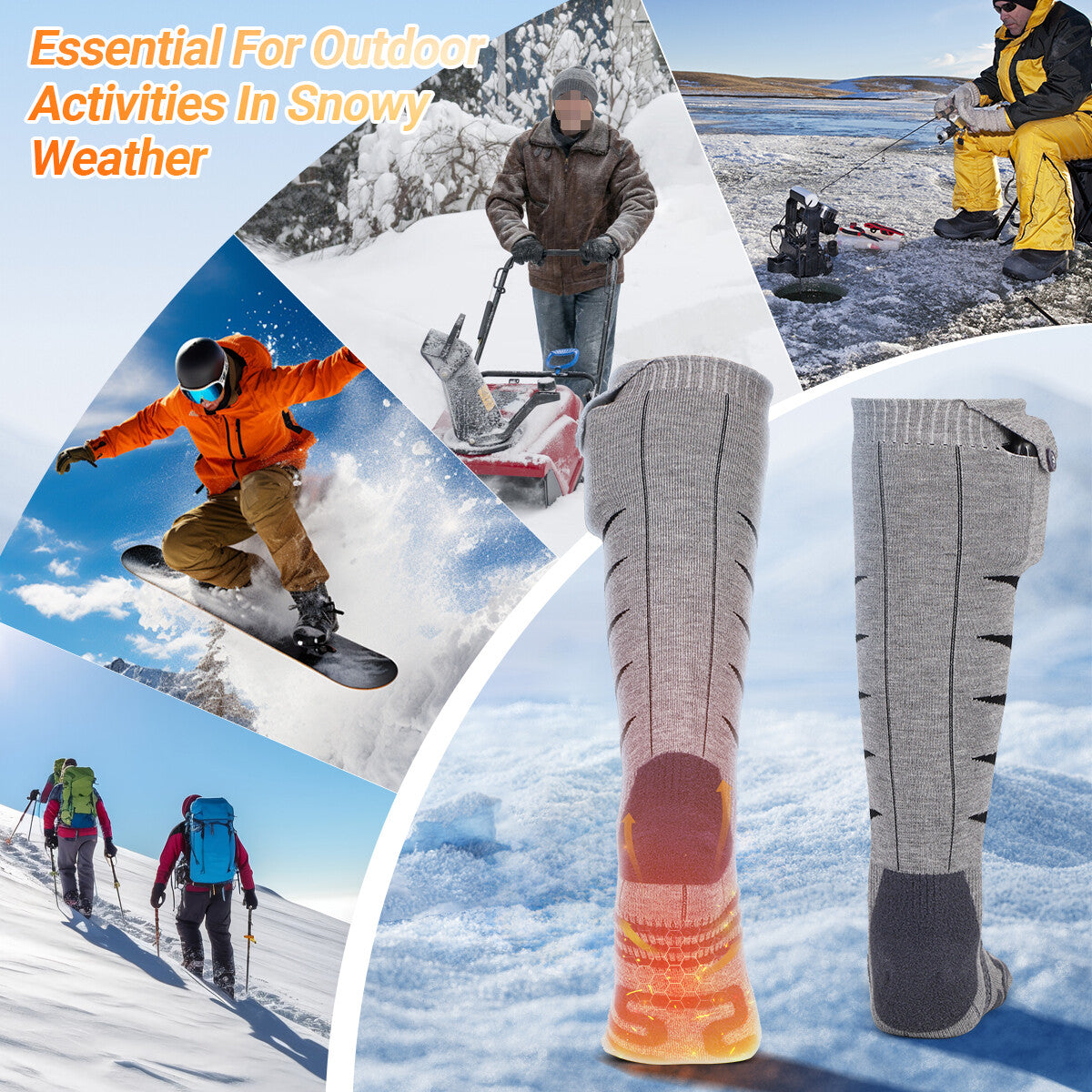 Electric Heated Socks Rechargeable Battery Winter Foot Warmer Men Women