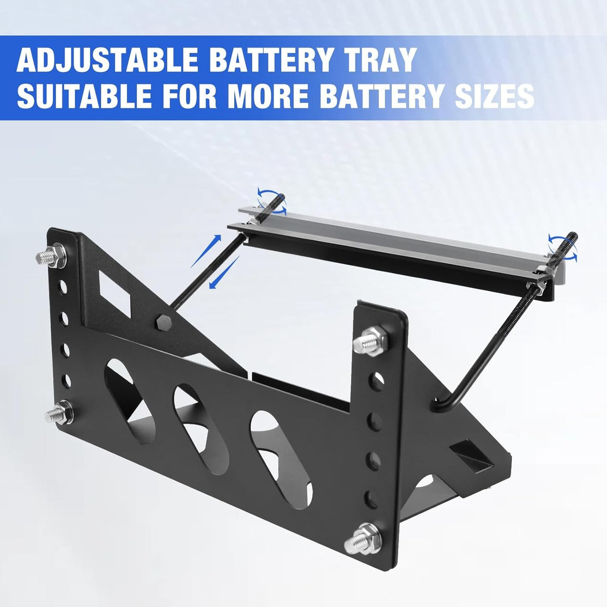 Heavy-Duty Steel Battery Mounting Bracket Kit for Marine, Car, RV, Truck