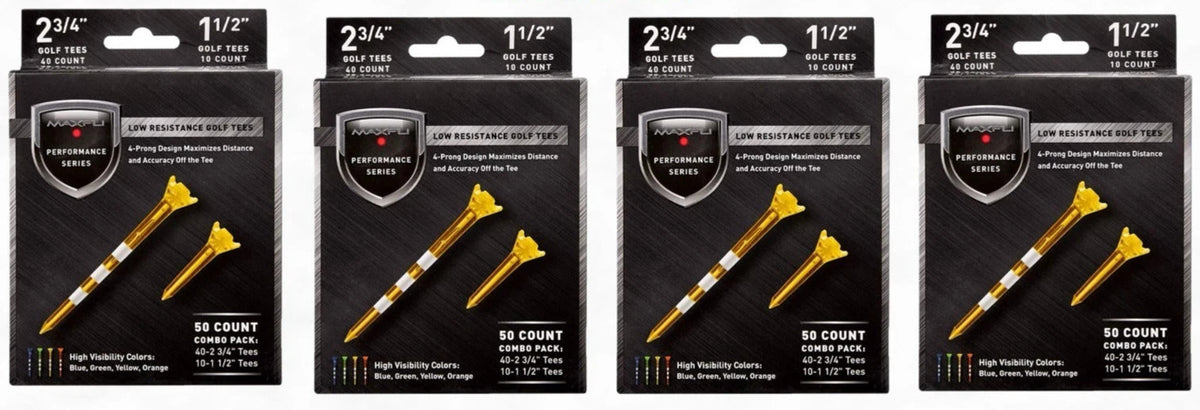 Performance Golf Tees 200 Pack - Low Resistance 2 3/4" & 1 1/2" Combo