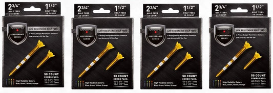 Performance Golf Tees 200 Pack - Low Resistance 2 3/4" & 1 1/2" Combo