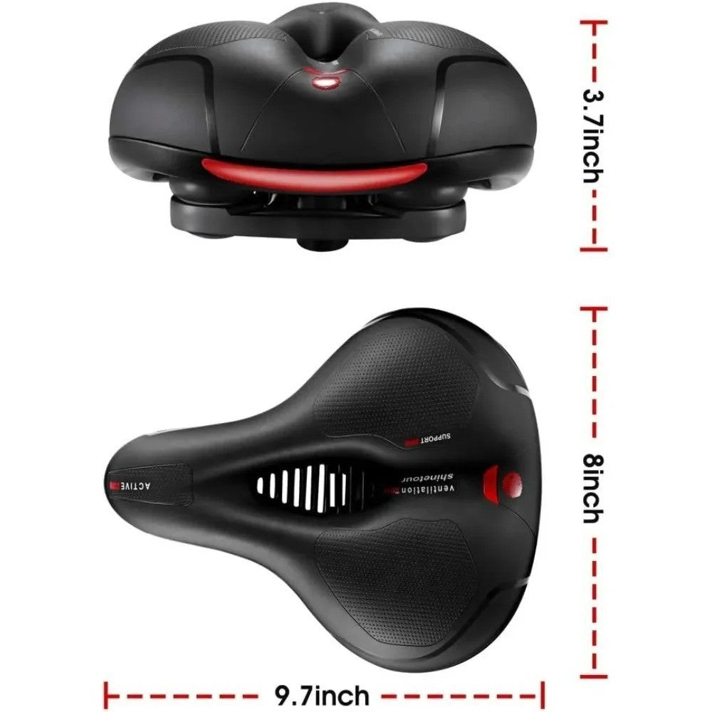 Wide Gel Bicycle Saddle Seat with Shock Absorbing System for Commuting and Recreation