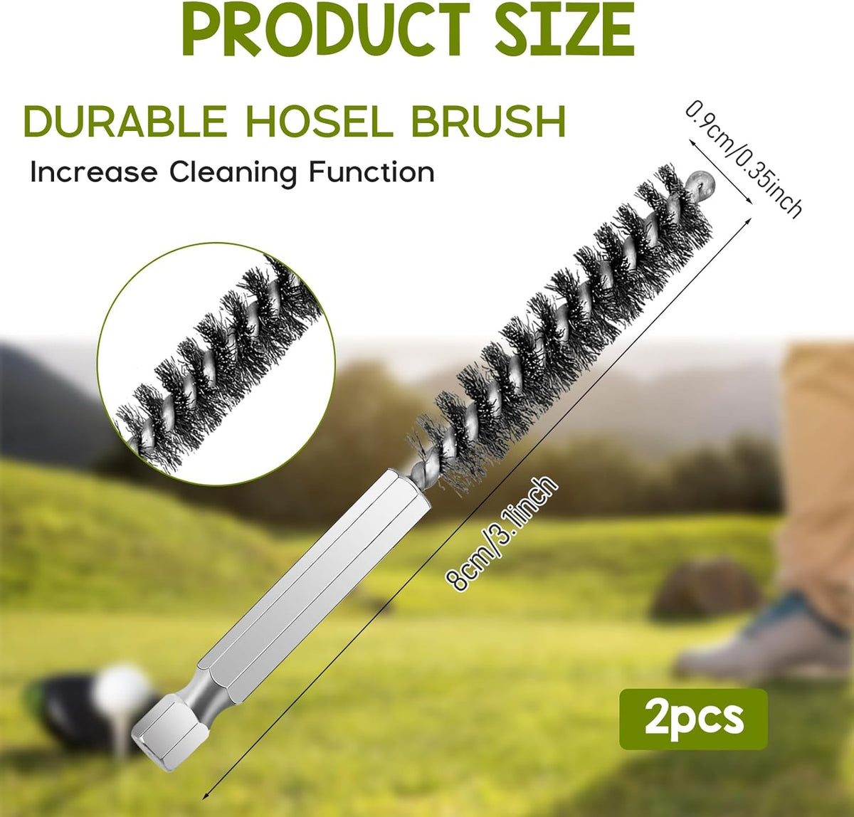 Golf Club Head Hosel Brush Set - Stainless Steel Cleaning Tools for Golf Shafts
