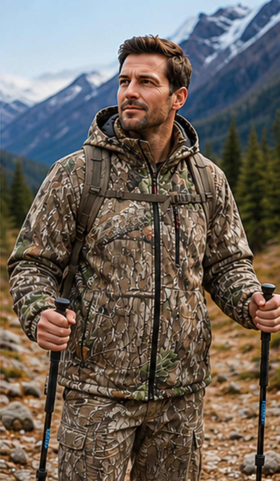 Insulated Camo Cotton Twill Jacket for Men - Quilted Lining, Mossy Oak Pattern