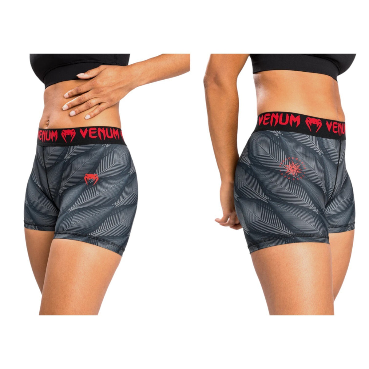 Women's Compression Shorts for Workout and Sports - Black and Red, XXL