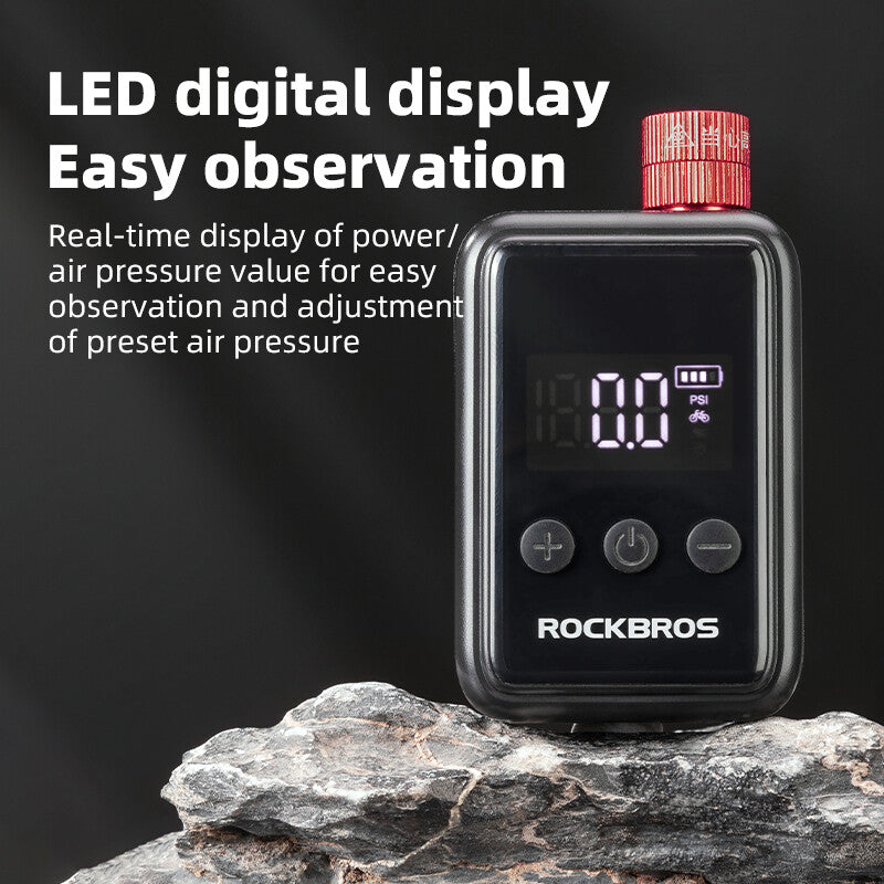 Electric Mini Bike Pump with LED Display - Portable Tire Inflator for Motorcycle and Bicycle