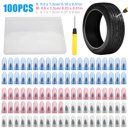 100Pcs Tire Repair Rubber Nails Kit with Screwdriver for Puncture Repair