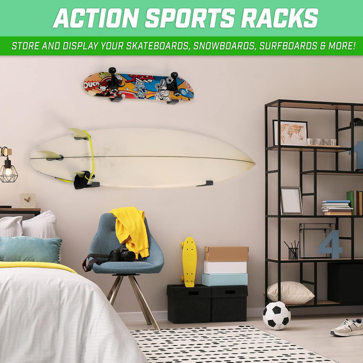 Universal Wall Mount Snowboard & Skateboard Display Racks 2 Pack