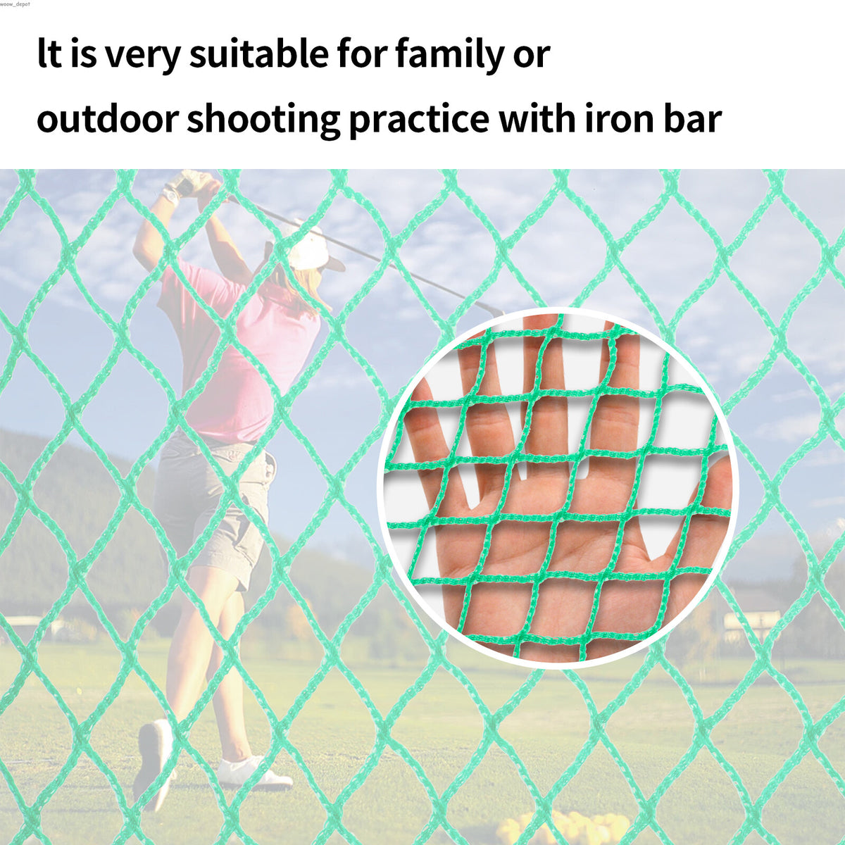 Golf Practice Barrier Net 10x10ft or 15ft High Impact Sports Netting