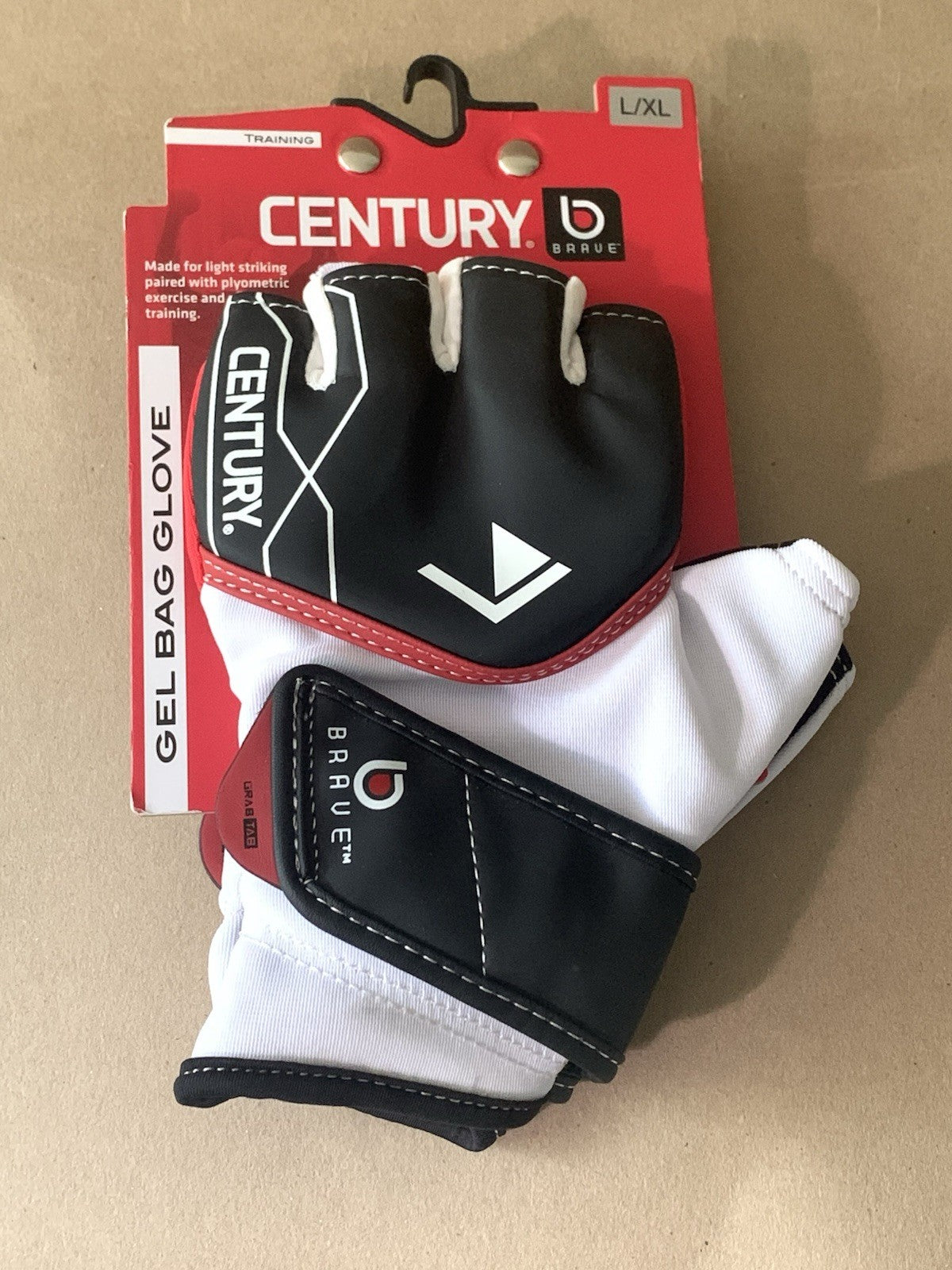 Adult Men’s Gel Bag Gloves - Black White Red L/XL Boxing & MMA Gear