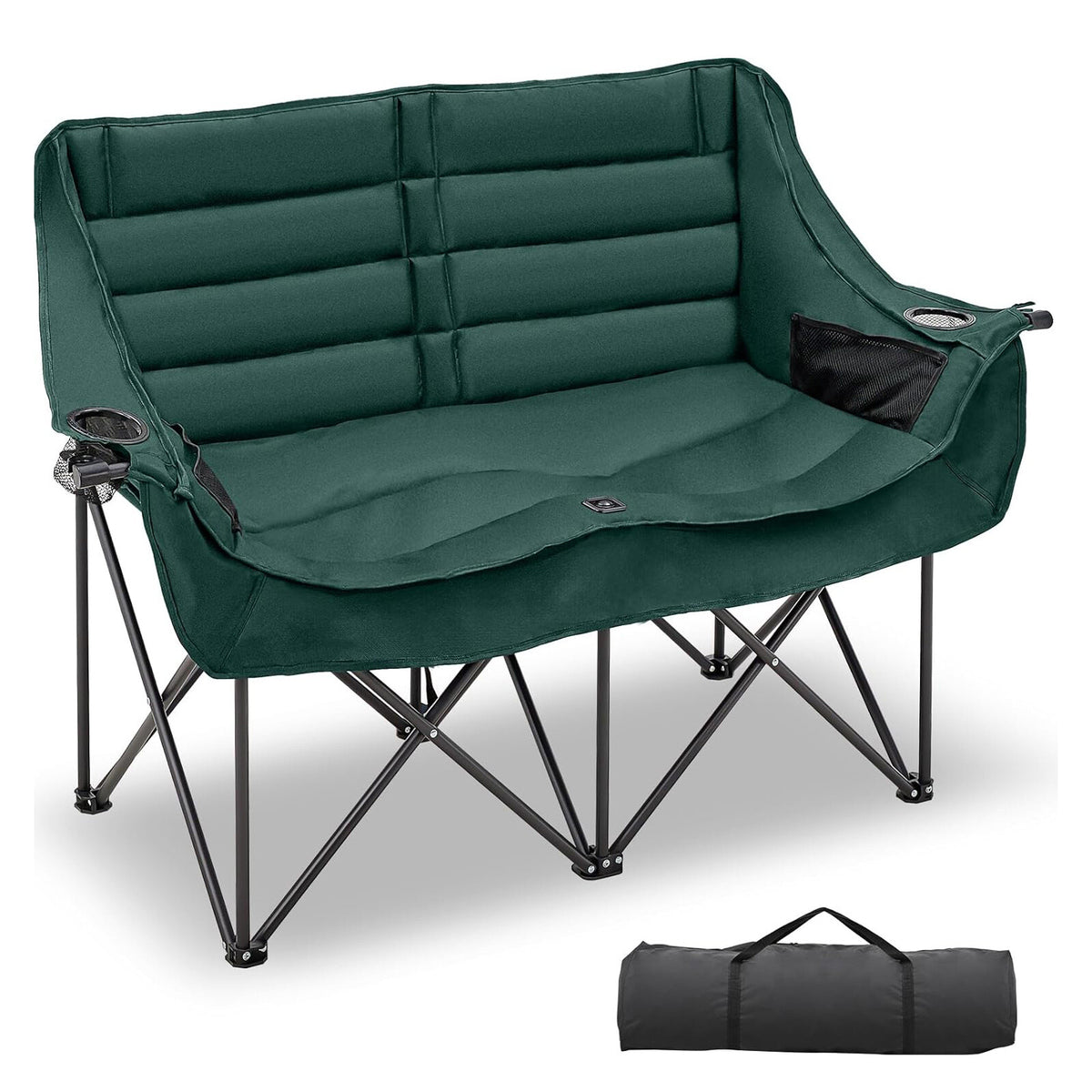 Heavy Duty Double Camping Chair for 2 People Folding Loveseat 990lb Capacity