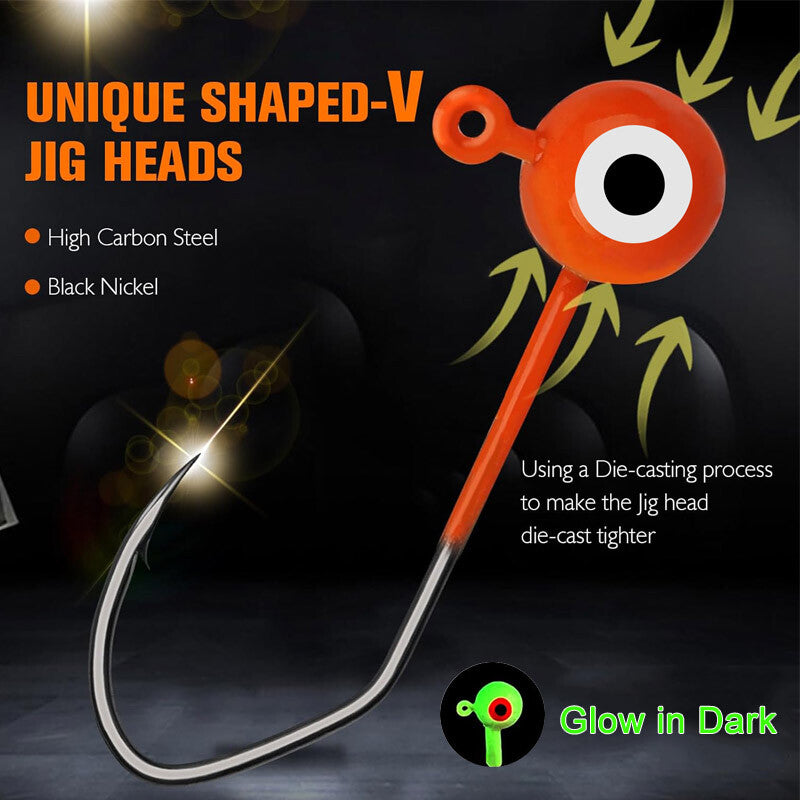 Lead Jig Heads for Fishing - Crappie, Bass, Trout Lures, All Sizes
