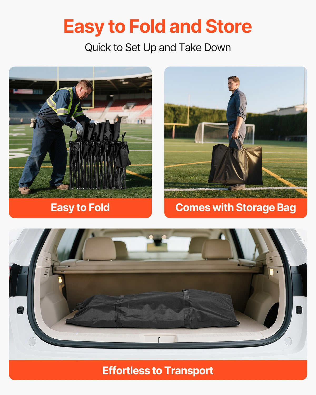 6-Seat Folding Sports Bench with Sunshade and Storage Bag