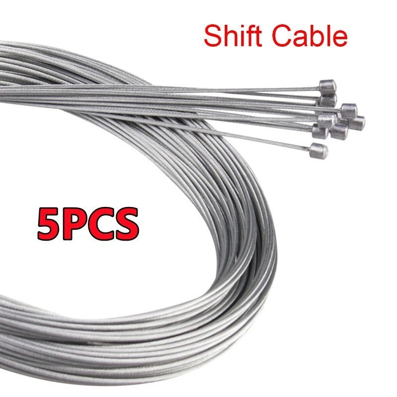 Bicycle Brake & Gear Shift Cables Set - Stainless Steel Inner Wires, 2M Length
