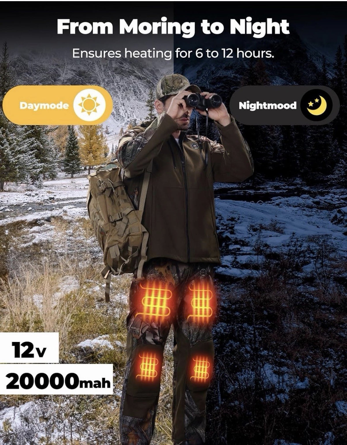 Kemimoto XL Heated Camo Pants for Men Winter Hunting & Outdoor Activity
