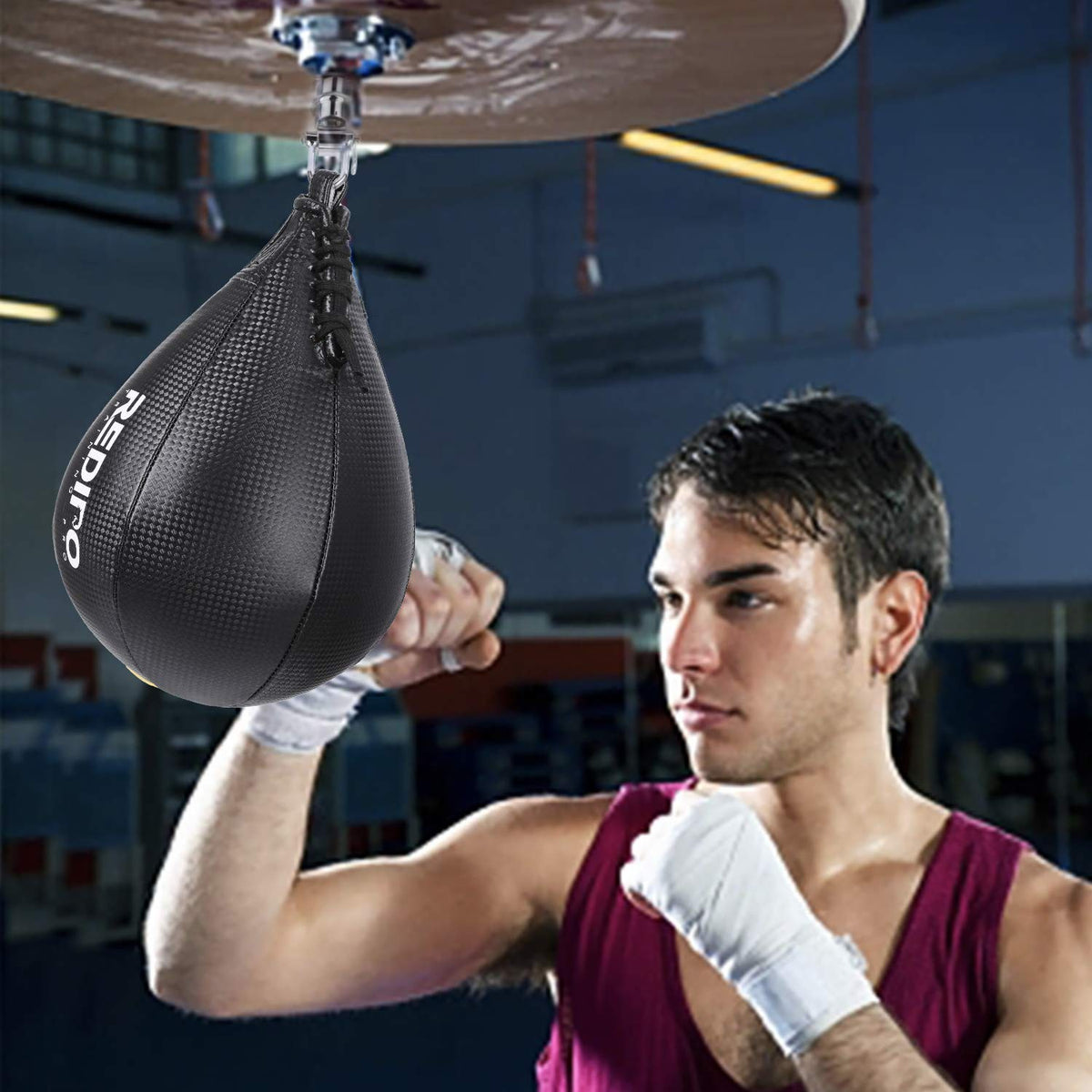 Redipo 10-Inch Boxing Speed Bag with PU Leather & Pump - Black