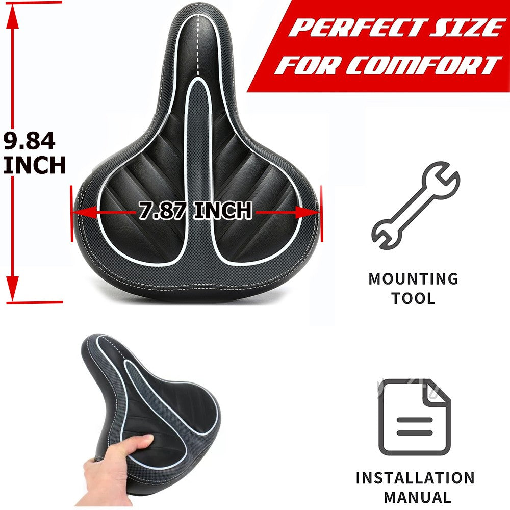 Oversized Bicycle Seat for Men & Women Extra Wide Soft Cushion Comfortable Bike Saddle
