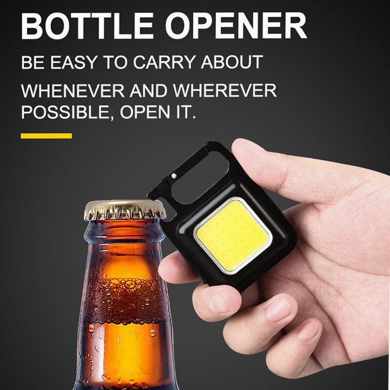 Mini Rechargeable COB Flashlight Keychain 800 Lumens with Magnet & Foldable Stand
