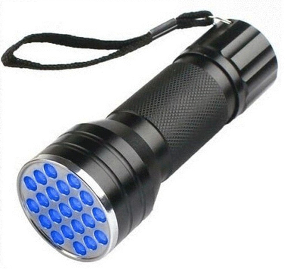 UV Blacklight Flashlight 21 LED Aluminum Waterproof Torch for Outdoors & Lice Detection