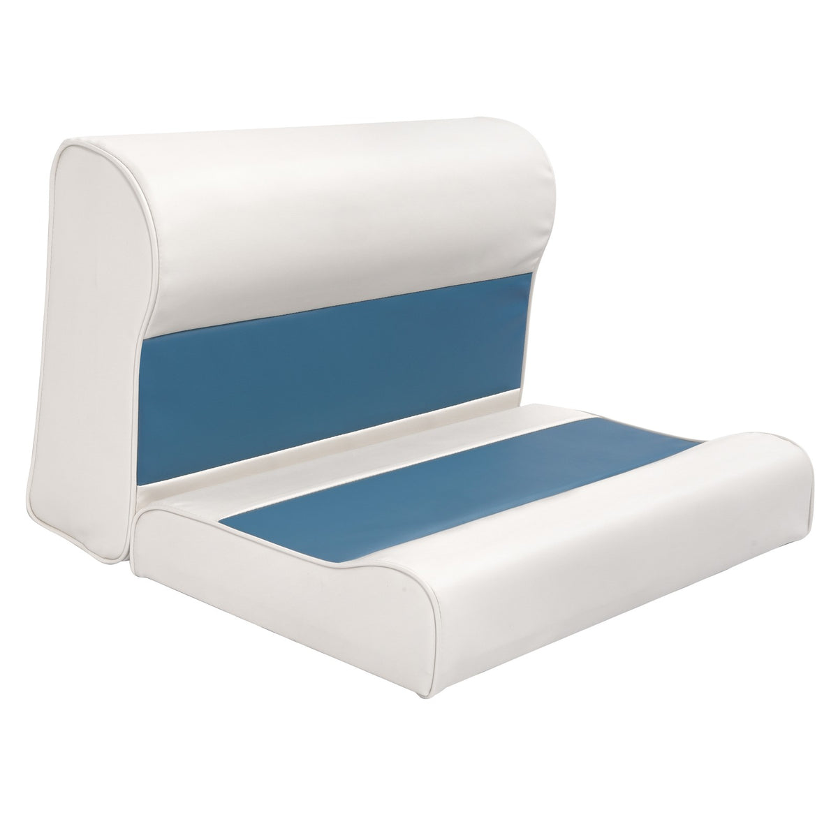 28-Inch Pontoon Boat Seat Cushion Set White Navy Blue | Marine Seat Support