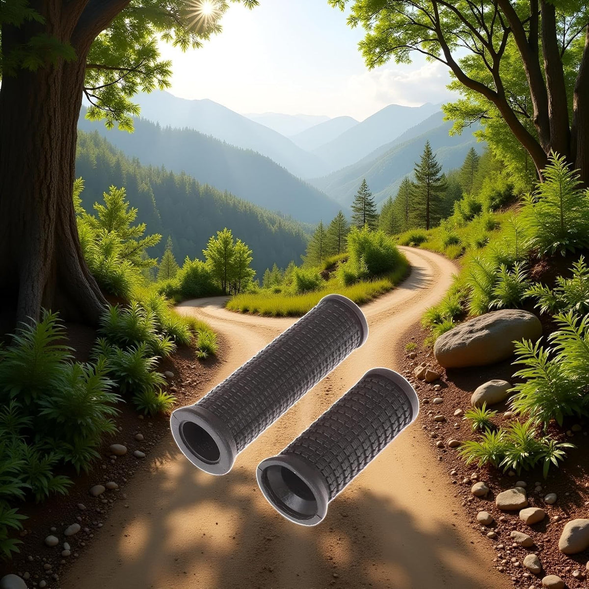 Bike Handlebar Grips Set of 2 Long & Short Anti-Slip Rubber for Twist Shifters