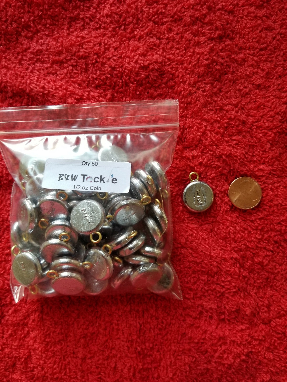 50 Pcs Flat Coin Sinkers 1/2 Oz for Fishing - Cast in USA