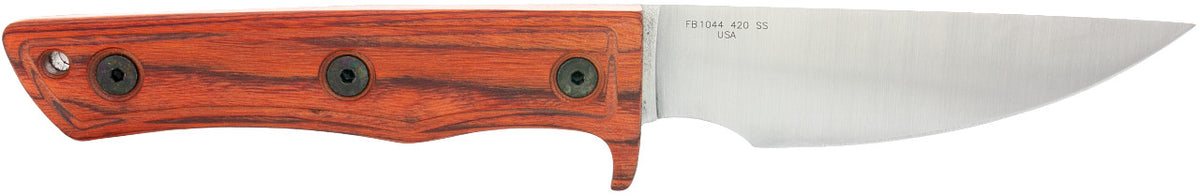 Fixed Blade Hunting Knife with Orange Peel Hardwood Handle, Made in USA