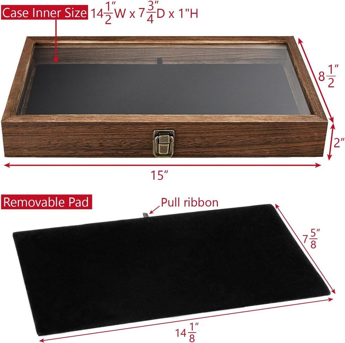 Gun Display Case Black Handgun Pistol Revolver Glass Lock Shadow Box