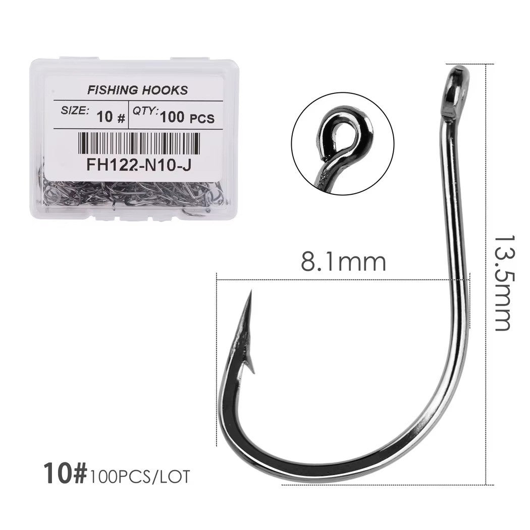 100pcs Fishing Hooks Assortment - Ultra Sharp Carbon Steel Octopus Offset
