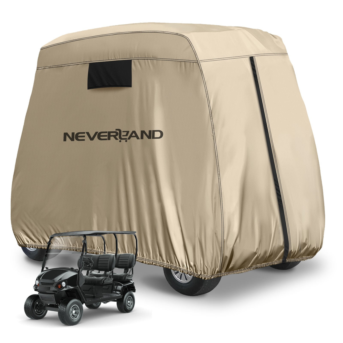 Waterproof Golf Cart Cover with Extended Roof and Storage Bag