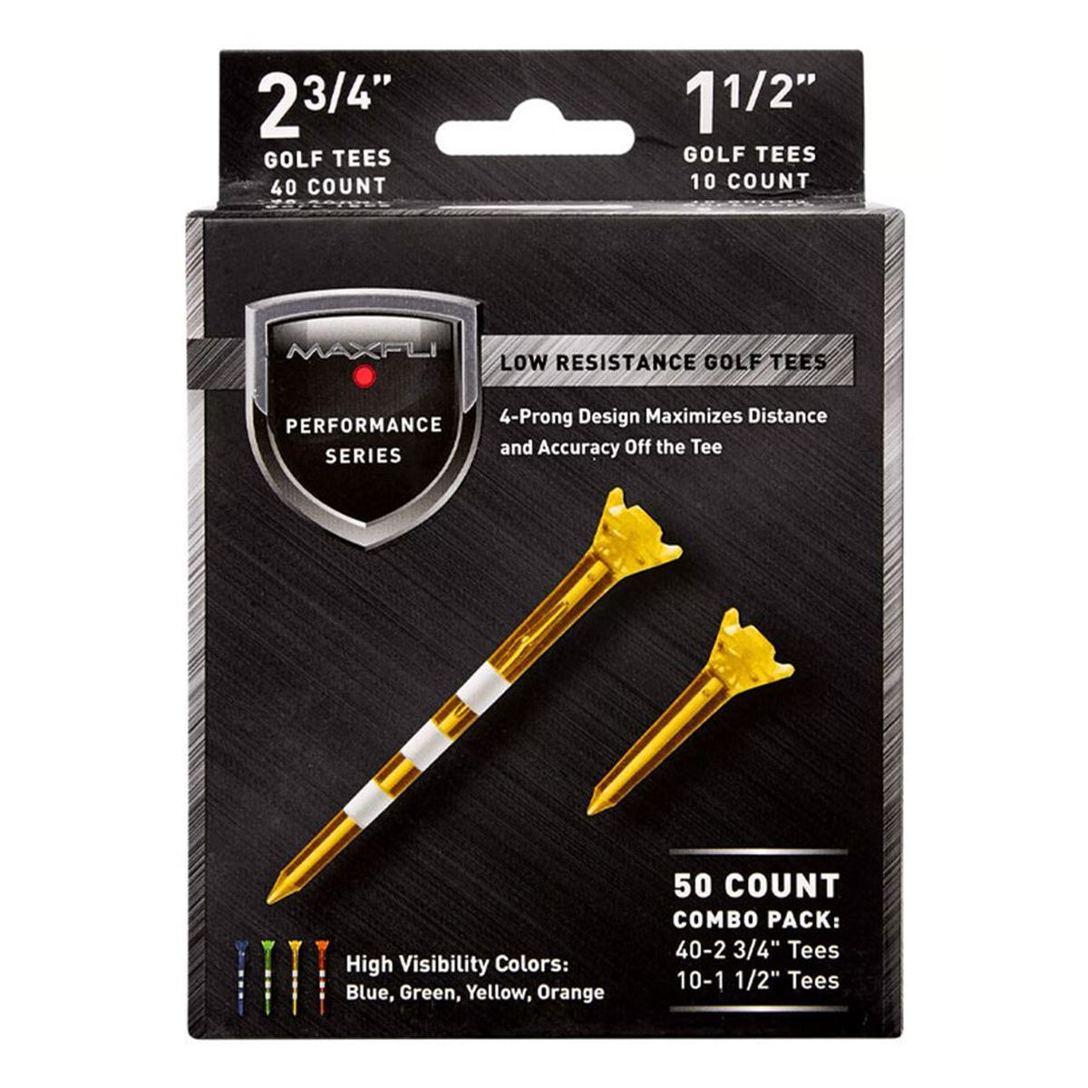 Performance Golf Tees 200 Pack - Low Resistance 2 3/4" & 1 1/2" Combo