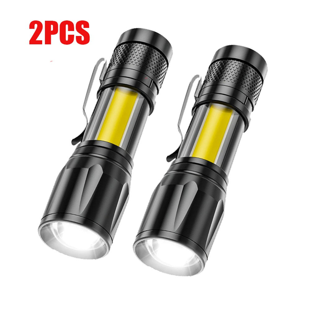 Rechargeable LED Flashlight Torch with Zoomable COB Light USB Powered