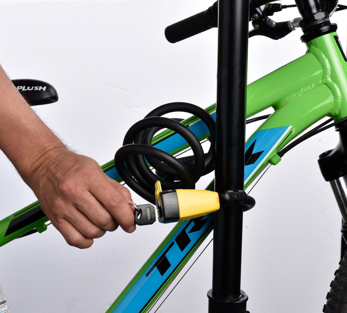 Heavy Duty Coiled Bicycle & Motorcycle Cable Lock with Bracket - 180cm