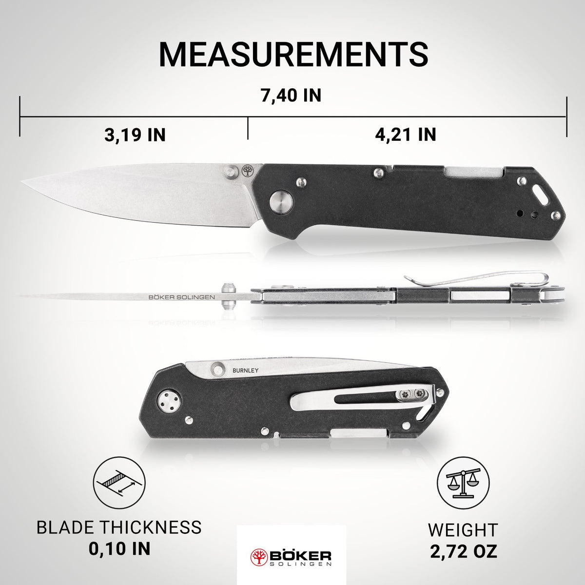 Boker Kihon Bifold Folding Pocket Knife - MagnaCut Steel, 3" Blade, Black Handle