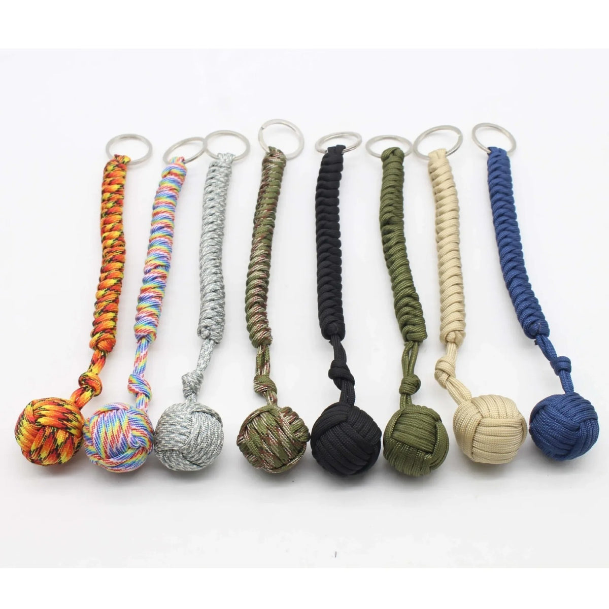 Paracord Monkey Fist Keychain Outdoor Survival Accessory with Steel Ball
