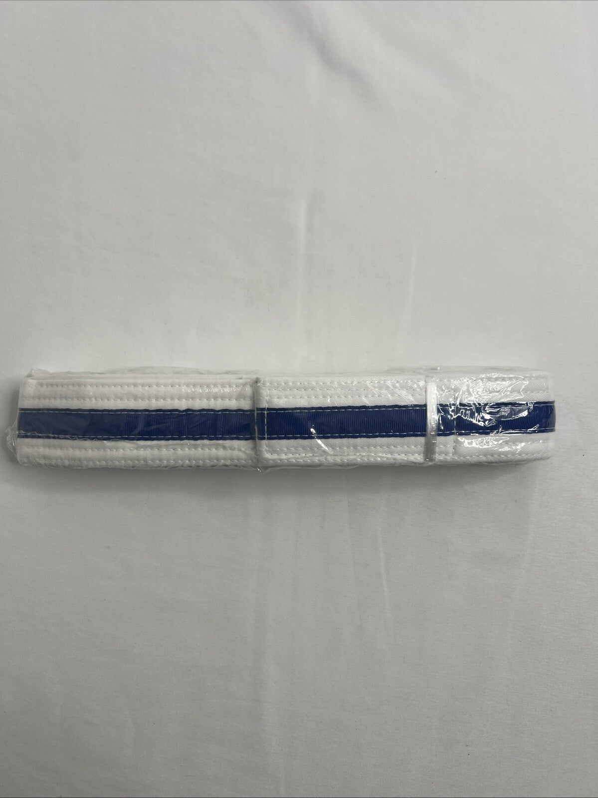 Kids Martial Arts Belt Adjustable White with Blue Stripe Size L