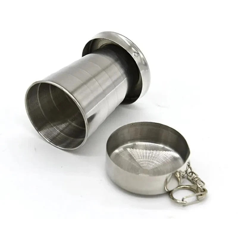Stainless Steel Portable Outdoor Collapsible Camping Cup - Folding Travel Mug