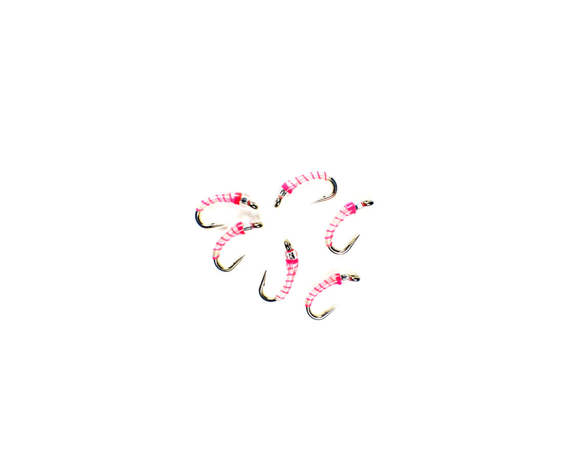 Premium Neon Pink Midge Larva Trout Flies - Guide Tied Fishing Flies, All Sizes