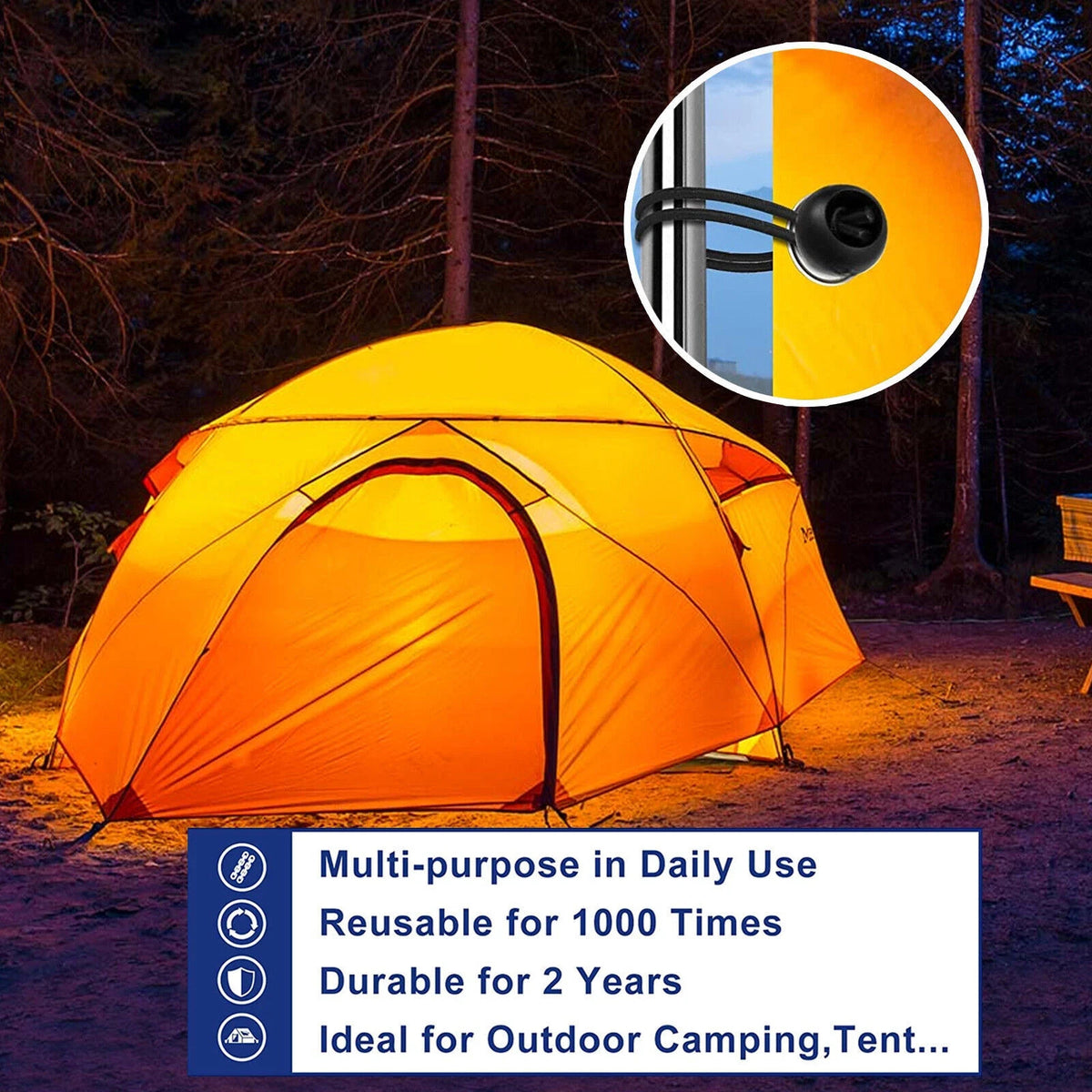 Heavy Duty Bungee Cords with Plastic Ball Ends for Tarp and Gear Securing 6in & 9in