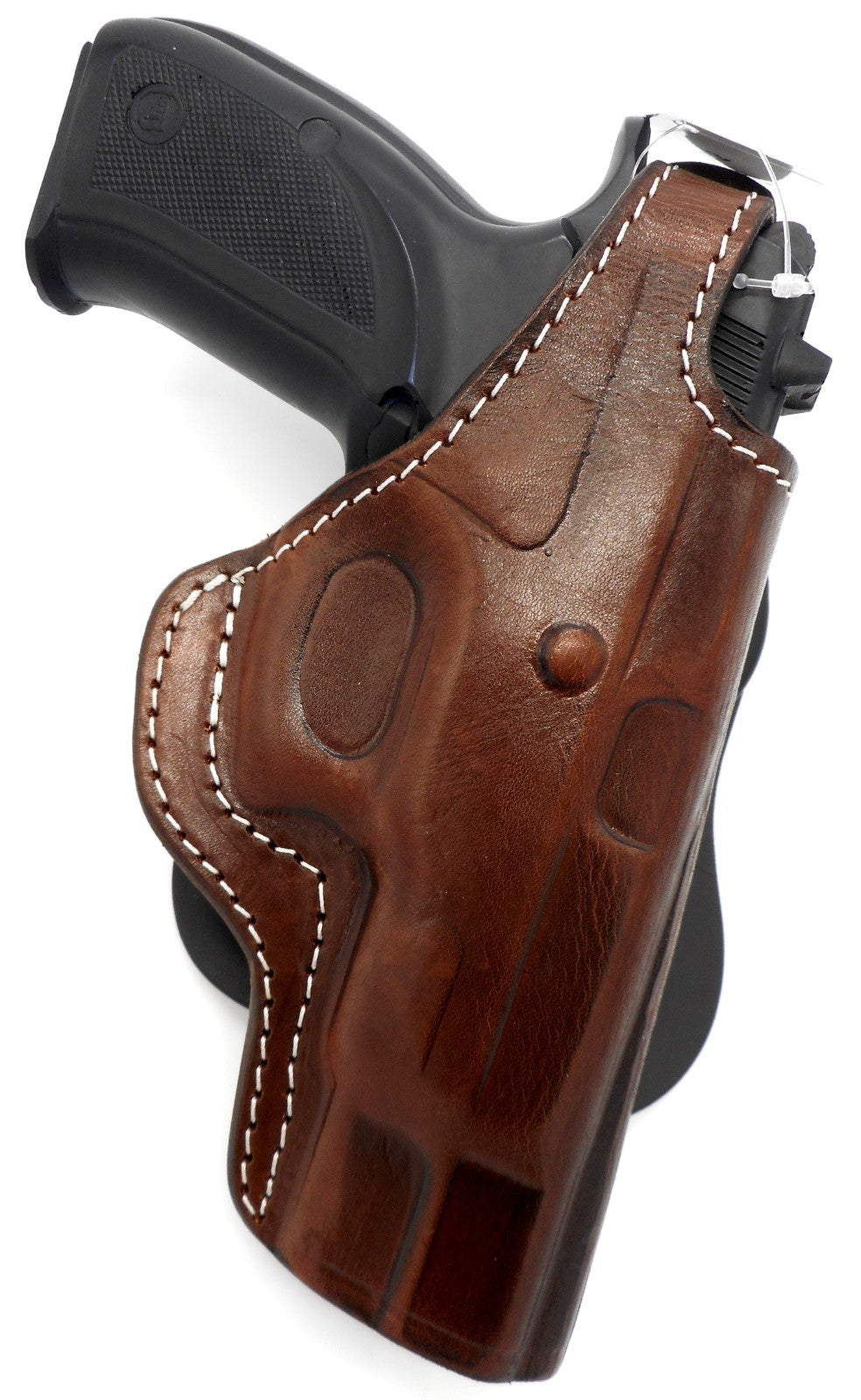 Right Hand Leather Rotating Paddle Holster for Handgun - Dark Brown