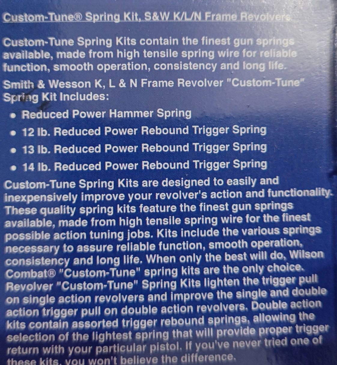 Spring Kit for Smith & Wesson K/L/N Frame Revolvers - Custom Tune Upgrade