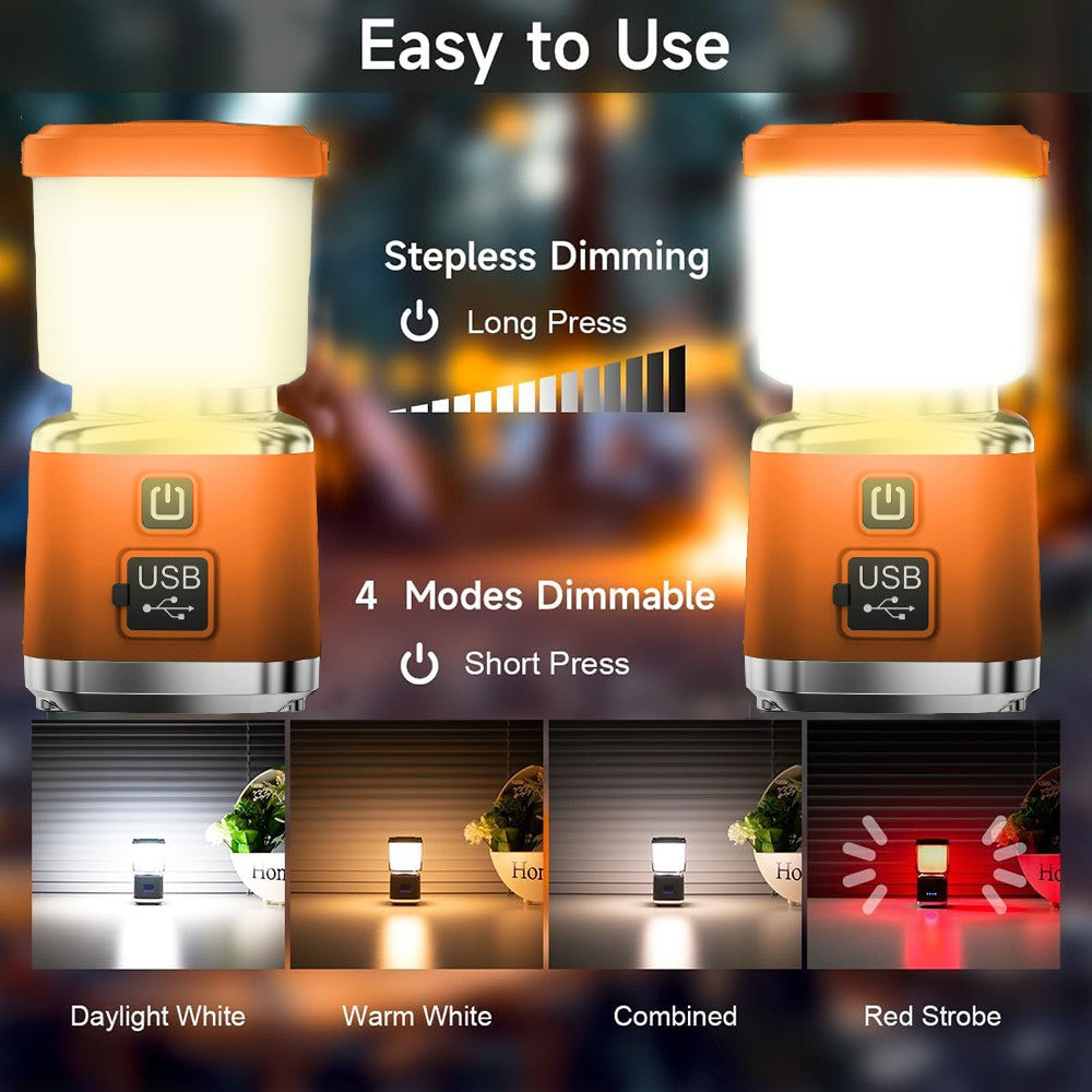 Portable LED Camping Lantern Light with 360° Brightness and Multiple Modes