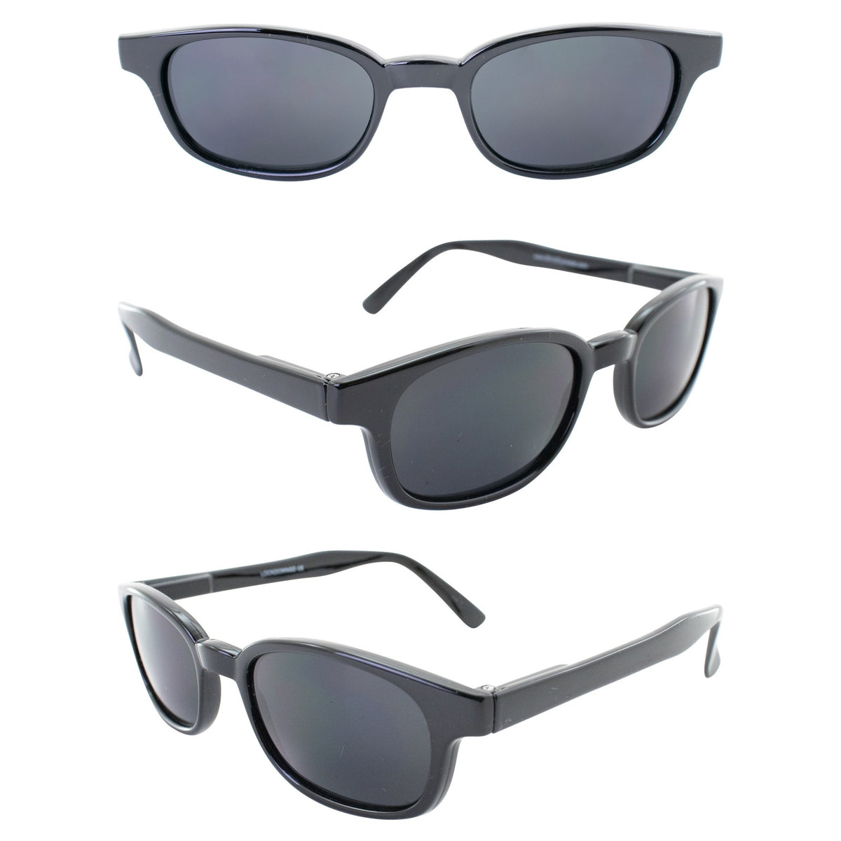 Motorcycle Sunglasses Black Frame Super Dark Smoke Lens with Pouch