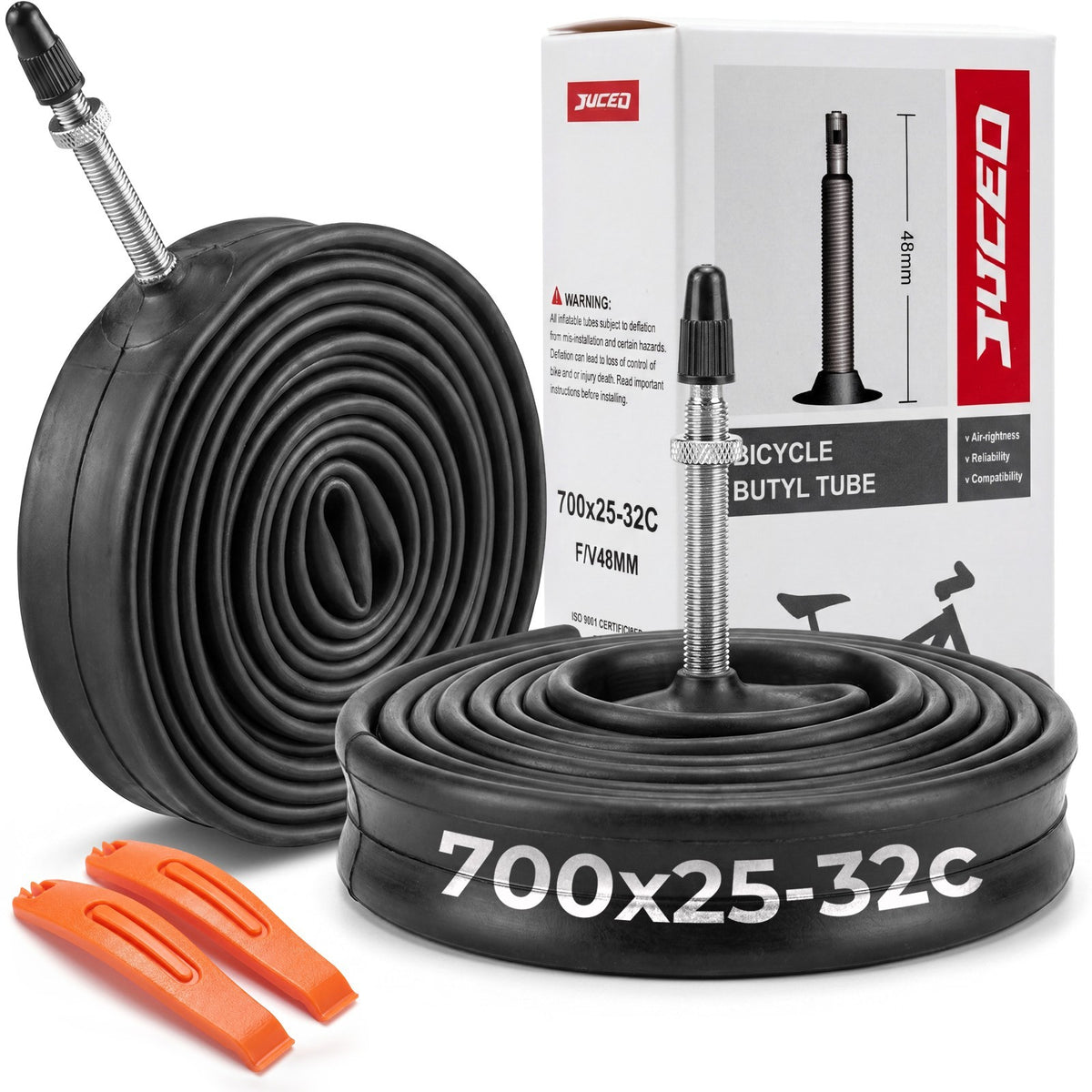 2PCS Bike Inner Tube 700x25c-32c for Road Bikes with Presta Valve - Durable Butyl Rubber