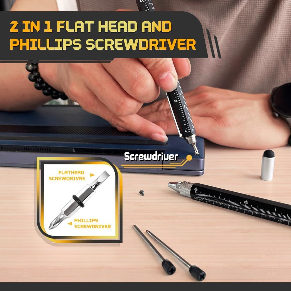 9-in-1 Multi-Tool Pen Set for Men with Refill Cartridges - Durable & Portable